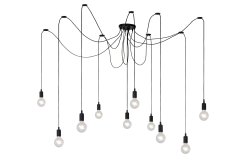 Fix Ø400 Svart taklampa från Lucide - Fix &auml;r en trendig kombination av sladdar (l&auml;ngd 200 cm) och synliga gl&ouml;dlampor.