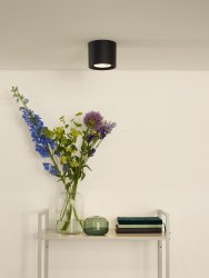 Fedler Svart spotlight från Lucide - Takspotlighten Fedler &auml;r kompakt, geometriskt perfekt och har en modern design med en diameter p&aring; knappt 12 centimeter.