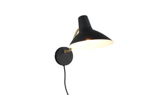 Traveller 38cm Svart vägglampa från Trio Lighting - Den svarta f&auml;rgen och armen i matt m&auml;ssing ger ett elegant uttryck som passar i m&aring;nga inredningsstilar.