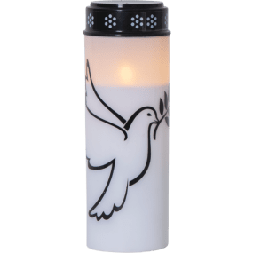 LED Gravljus Dove Vit från Star Trading - Gravljus med tryckt m&ouml;nster i form av en flygande Duva.