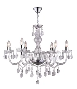 Cuimbra Ø65 Krom kristall från Globo Lighting - Den krompl&auml;terade lampan &auml;r tillverkad i akryl och pryds av h&auml;ngande kristaller som ger ett lyxigt uttryck.