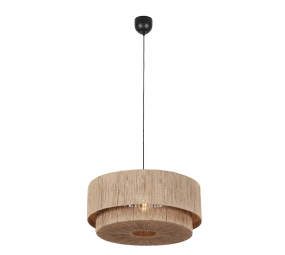 Smilla Ø60 Natur taklampa från Trio Lighting - Med sin eleganta kombination av naturlig jute och svart matt metall balanserar Smilla rustik charm med modern design &ndash; en perfekt detalj f&ouml;r en stilfull och harmonisk inredning.