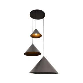 Spitze Ø68 Grå taklampa från Lucide - De tre konformade sk&auml;rmarna i olika storlerkar gjorda av metall i gr&aring; finish avger ett bl&auml;ndfritt ljus riktat ner&aring;t.