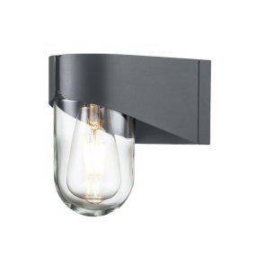 Porto 18cm Grå utelampa från Elstead Lighting - Tillverkad av rostfritt st&aring;l i gr&aring; finish och glas, erbjuder den en robust och v&auml;dert&aring;lig konstruktion som &auml;r idealisk f&ouml;r fasader, entr&eacute;er och uteplatser.