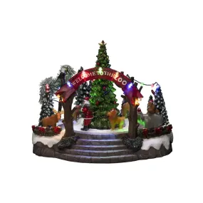 Mekanisk juldekoration zoo 20cm Flerfärgad från Konstsmide - Denna mekaniska juldekoration bjuder p&aring; en f&auml;rgsprakande scen med 19 varmvita LED-lampor, musik, djur och tomte kring en glittrande gran.