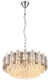 Orgina Ø60 Rökfärgad kristall från Globo Lighting - Takkronan Orgina tillf&ouml;r rummet en lyxig k&auml;nsla med gnistrande kristaller och r&ouml;kf&auml;rgade glasstavar.