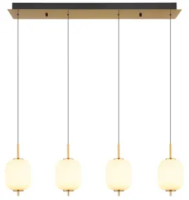 Ewald 95cm Mässing taklampa från Globo Lighting - &nbsp;Lampan &auml;r tillverkad av en exklusiv kombination av m&auml;ssing, mattsvart metall och opalglas, vilket ger en sofistikerad och harmonisk k&auml;nsla.