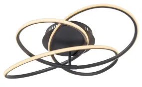 Panda Ø60 Svart plafond från Globo Lighting - Den har en fast installerad LED-panel som avger ett varmvit ljus och skapar en behaglig och inbjudande atmosf&auml;r i rummet.
