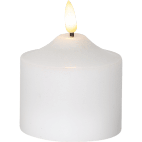 LED Blockljus Flamme Vit från Star Trading - Batteridrivet vaxljus i serien Flamme, med naturtrogen l&aring;ga som lyser upp med varmvitt sken.