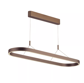 Liane 150cm Brun taklampa från Lucide - Den ovala siluetten och den eleganta rostbruna finishen g&ouml;r den till en exklusiv detalj som lyfter vardagsrum eller matsal med b&aring;de v&auml;rme och harmoni.