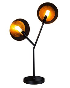Turno 60cm Svart bordslampa från By Rydéns - D&aring; Turno bordslampa inte har n&aring;gon baksida, kan du v&auml;lja om du vill att ljusk&auml;llorna, som ryms i ett r&ouml;r av frostat glas, ska vara i fokus eller om du f&ouml;redrar dem dolda och p&aring; s&aring; s&auml;tt str&aring;la ut p&aring; sidorna bakom den guldf&auml;rgade metallskivan.
