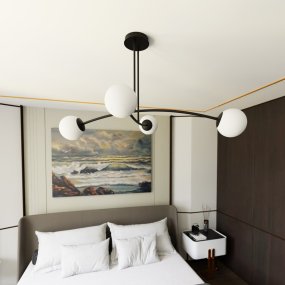 Halldor 108cm Svart från Emibig Lighting - De gör sig särskilt bra ovanför ett bord eller en köksö, där de skapar en unik och inbjudande atmosfär.