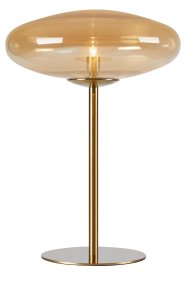 Locus 40cm Mässing bordslampa från Markslöjd - Locus&nbsp;bordslampa utstr&aring;lar lyx och elegans med sin unika design i guld och b&auml;rnstensf&auml;rgat glas.