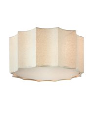 Olea Ø35 Beige plafond från Markslöjd - Den veckade sk&auml;rmen av linne i beige f&auml;rg tillsammans med en stomme i metall ger ett elegant och harmoniskt uttryck.
