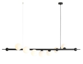 Wave 168cm Svart taklampa från Artera - Eleganta och estetiska Wave Black pendellampa har 7 mj&ouml;lkvita glaskupor som elegant omfamnar st&auml;llningen och skapar en v&aring;gliknande ljuseffekt.