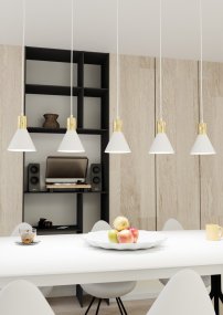 Rosa 116cm Vit taklampa från Emibig Lighting - Taklampan Rosa är ett stilfullt tillskott där enkel form möter eleganta detaljer.