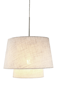 Doble Ø48 Beige taklampa från Aneta Lighting - Doble takpendel har en stilren och mjuk design d&auml;r tv&aring; textilsk&auml;rmar i olika storlekar m&ouml;ts i ett vackert lager-p&aring;-lager-uttryck.