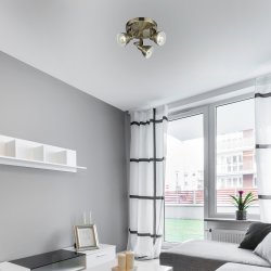 Focus 3 Antikmässing spotlight från Searchlight - Focus takspotlight i antik m&auml;ssing med tre ljusk&auml;llor och rund basplatta erbjuder en attraktiv, central ljuspunkt f&ouml;r alla rum i ditt hem.