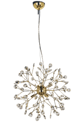 Viva Ø55 Mässing taklampa från Aneta Lighting - Viva taklampa i m&auml;ssing kombinerad med dekorativa klara prismor / kristaller som &auml;r genomg&aring;ende i hela lampan.