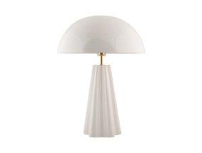 Amplio 55cm Vit bordslampa från Leitmotiv - Den &auml;r tillverkad i metall med en blank vit finish och eleganta m&auml;ssingdetaljer som ger ett sofistikerat uttryck.