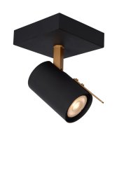 Grony Svart spotlight från Lucide - Denna spotlight levereras med en ljusk&auml;lla som &auml;r utrustad med "dim-to-warm"-teknik, vilket g&ouml;r att du kan reglera ljusstyrkan fr&aring;n 2200 till 3000K vid koppling till en dimmer.