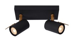 Grony 2 Svart spotlight från Lucide - Denna spotlight levereras med tv&aring; ljusk&auml;llor som &auml;r utrustade med "dim-to-warm"-teknik, vilket g&ouml;r att du kan reglera ljusstyrkan fr&aring;n 2200 till 3000K vid koppling till en dimmer.