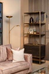 Zenith 2 Mattguld golvlampa från Lucide - De tv&aring; str&ouml;mbrytarna &auml;r snyggt integrerade i lampans design och kan anv&auml;ndas separat utan problem.