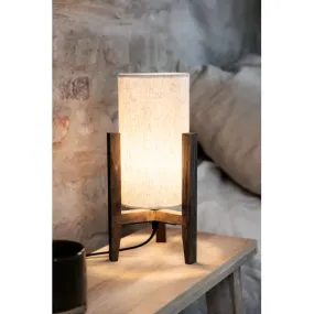 Eruca 34cm Beige bordslampa från Markslöjd - Bas i brun bets och sk&auml;rm i beige textil.