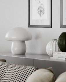 Mira Mushroom 30cm Vit bordslampa från By Rydéns - Lampan är inte bara en funktionell ljuskälla utan också en konstnärlig detalj som lyfter fram din inredning med sin naturinspirerade design och handgjorda kvalitet.