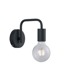 Diallo 20cm Svart vägglampa från Trio Lighting - Kombinera g&auml;rna den svarta v&auml;gglampan med en r&ouml;k- eller b&auml;rnstensf&auml;rgad ljusk&auml;lla f&ouml;r en sofistikerad look.