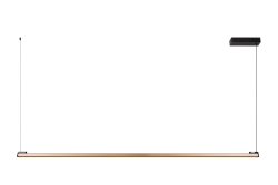 Braga 150cm Coffee taklampa från Lucide - Den eleganta och minimalistiska designen sm&auml;lter s&ouml;ml&ouml;st in i varje modernt hem, och den inbyggda dimbara LED-ljusk&auml;llan avger ett varmvitt ljus (2700K) som skapar en behaglig atmosf&auml;r.