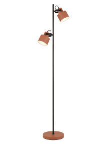 City 2 Terrakotta/svart från Aneta Lighting - City golvlampa har en modern och stilren design med en snygg kombination av svart och terrakottaf&auml;rgad metall.