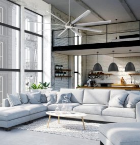 Widespan Ø254 Borstad Nickel från Westinghouse - Takfl&auml;kten Widespan, med en diameter p&aring; 254 cm och en DC-motor, &auml;r utformad f&ouml;r att effektivt cirkulera stora m&auml;ngder luft i st&ouml;rre kommersiella och bostadsutrymmen.