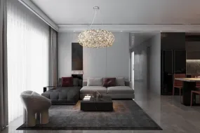 Katrina Ø80 Rökfärgad kristall från Globo Lighting - Katrina &auml;r en elegant rund kristallkrona i kromf&auml;rgad metall med gnistrande K9-kristaller som skapar en sofistikerad och lyxig atmosf&auml;r i ditt hem.