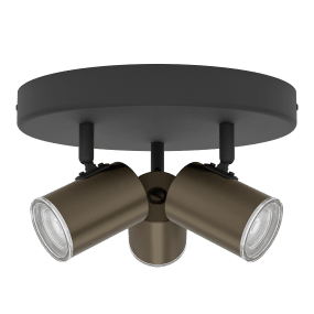 Consuma 3 Brons från Eglo - De tre r&ouml;rliga spotlightsen g&ouml;r det enkelt att rikta ljuset dit du beh&ouml;ver det, vilket ger b&aring;de funktion och flexibilitet.
