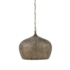 Emine Ø43 Brons taklampa från Light & Living - Emine &auml;r en elegant taklampa i metall med en brunguldig finish och ett detaljerat stansat m&ouml;nster.