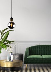 Julius Ø20 Rökfärgad taklampa från Lucide - Kombinationen av glas och metall ger Julius en tidl&ouml;s design och ger dina g&auml;ster en anledning att titta upp.