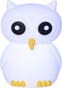 Owl Vit barnlampa från Star Trading - Lampan har touchfunktion och med en l&auml;tt klapp kan du t&auml;nda, sl&auml;cka eller v&auml;xla mellan olika fina f&auml;rger.