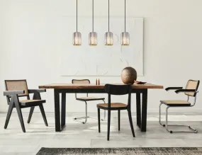 Run 88cm Rökfärgad från Globo Lighting - Kombinationen av metall i träutseende och de fyra skärmarna med rökfärgade K5-kristaller ger en harmonisk ljusspridning och en sofistikerad känsla.