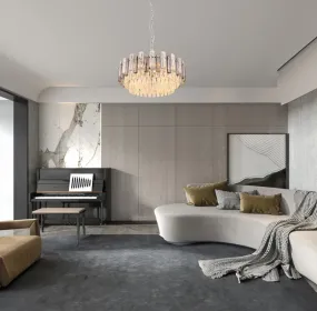 Orgina Ø60 Rökfärgad kristall från Globo Lighting - Takkronan Orgina tillf&ouml;r rummet en lyxig k&auml;nsla med gnistrande kristaller och r&ouml;kf&auml;rgade glasstavar.