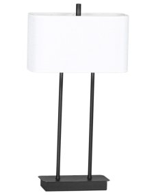 Luton 56cm Svart från By Rydéns - Foten i svart metall med det l&aring;nga stativet gifter sig utm&auml;rkt med den rektangul&auml;ra linnesk&auml;rmen i vitt.