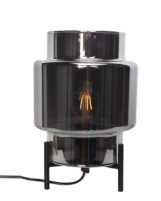 Ebbot 30cm Rökfärgad bordslampa från By Rydéns - Ebbot &auml;r en fantastisk bordslampa i r&ouml;kf&auml;rgat glas med mattsvart fot.