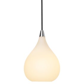 Drops Ø17 Vit taklampa från Halo Design - Sk&auml;rmen gjord av munbl&aring;st opalglas skapar en fin ljusspridning och i kombination med detaljerna i borstad aluminium bidrar lampan till en h&auml;rlig atmosf&auml;r i rummet.