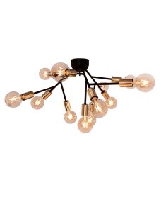 Heroes Ø72 Svart plafond från By Rydéns - Den mattsvarta metallen i kombination med detaljerna i m&auml;ssing skapar en industriell design.