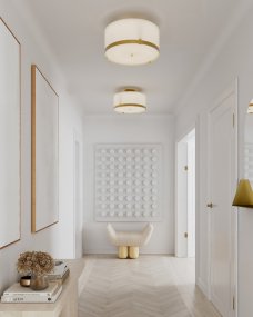 Marcel Ø40 Vit/mässing från By Rydéns - Marcel &auml;r en elegant plafond, designad av Mia Lagerman och ger ett j&auml;mnt och fint ljus som sprider en behaglig atmosf&auml;r i rummet.