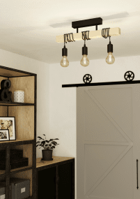 Townshend 55cm Trä från Eglo - Townshend taklampa kombinerar metall och tr&auml; i en rustik och modern design.