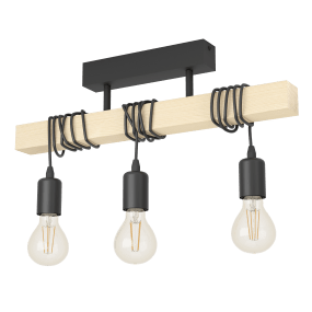 Townshend 55cm Trä från Eglo - Townshend taklampa kombinerar metall och tr&auml; i en rustik och modern design.