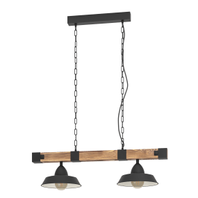 Oldbury 86cm Svart från Eglo - Oldbury pendel &auml;r en stilfull taklampa som kombinerar robust st&aring;l med naturligt tr&auml; f&ouml;r en modern industriell k&auml;nsla.