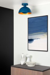 Siemon Ø25 Blå plafond från Lucide - Siemon kombinerar en hint av retro med en touch av modern design, tv&aring; perfekta ingredienser f&ouml;r en lyckad taklampa i din hall, vardagsrum eller k&ouml;k.