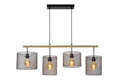Baskett 107cm Svart från Lucide - Med fyra ljuspunkter som &auml;r elegant skyddade kan du enkelt justera ljusstyrkan och atmosf&auml;ren genom att koppla lampan till en extern dimmer.